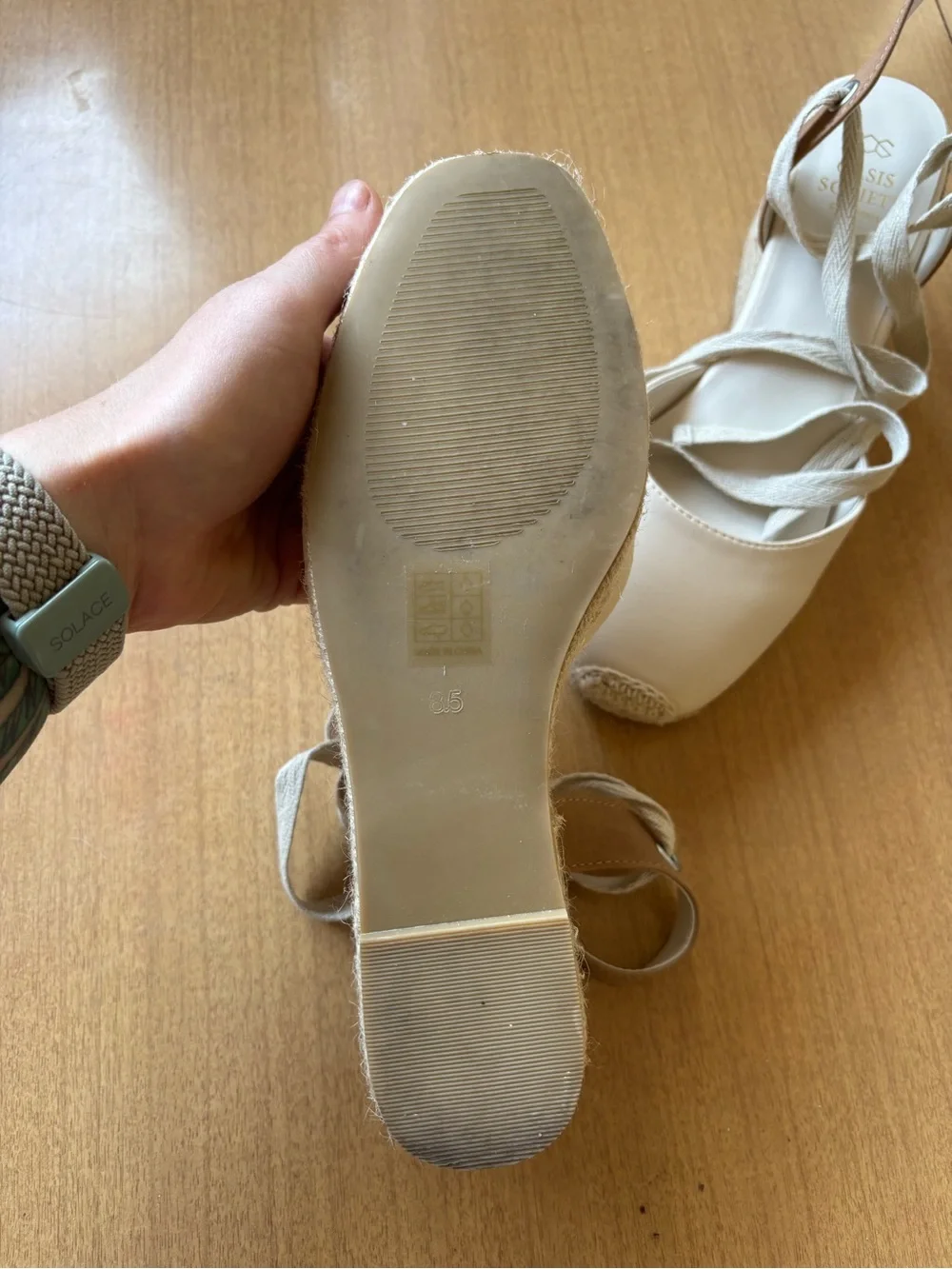 Society Cream Slingback Espadrille Flats with Ankle Wraps